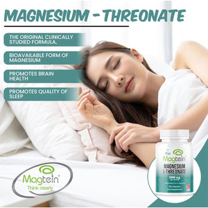 Vinco Magtein® Magnesium L-Threonate Supplement - 120 High Strength Magnesium L Threonate Capsules - 2000Mg Bioavailable Form of Magnesium per Serving - Non-Gmo & Gluten Free – Made in the UK