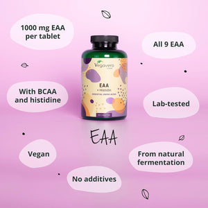 Vegavero 9 Essential Amino Acids Tablets | 5739 Mg EAA - 300 Tablets | 100% Natural from Fermentation | NO Additives, Lab-Tested | Vegan