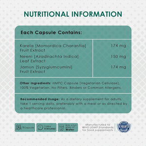 Ambrosial Glucocare | Bitter Melon | Neem | Black Plum (Jamun) | Sugar & Diabetes Support | Helps in Balancing Blood Sugar | 100% Natural Ingredients | 60 Tablets