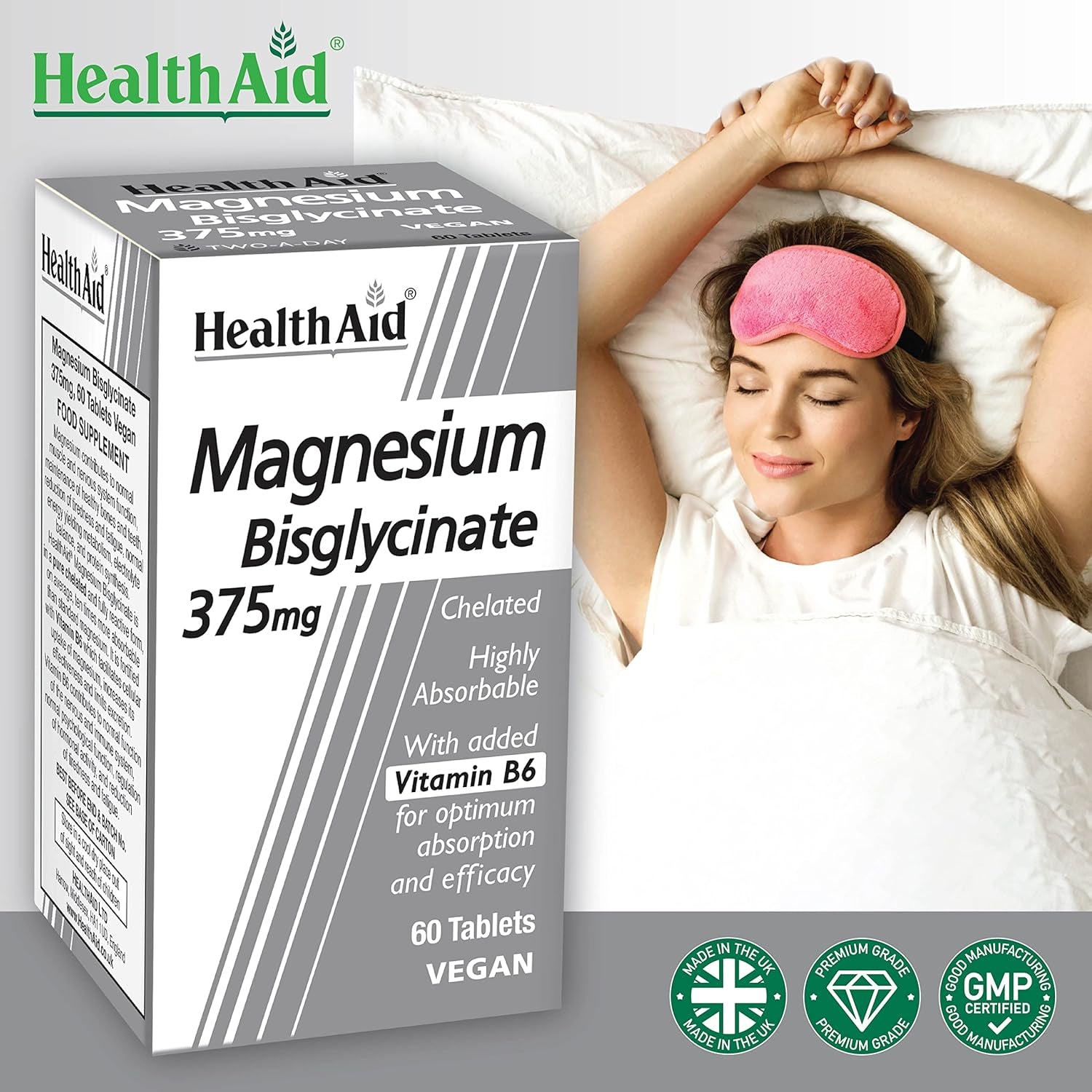 Healthaid Magnesium Bisglycinate Vegan Tablets, 60-Count
