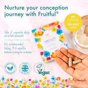 Fruitful Fertility Supplements for Women – Prenatal & Pregnancy Vitamins with Folic Acid Vitamin D & Coenzyme Q10 – Supports Natural Conception & Reproductive Health – 60 Capsules