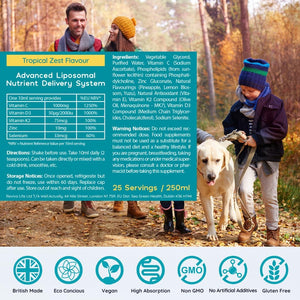 WELL ACTUALLY Liposomal Advanced Immune Support (25 Servings) with Vitamin C D3 K2 Zinc & Selenium - High Strength Liquid Liposomal Vitamin C Supplement for Immunity – Vegan & Sugar Free