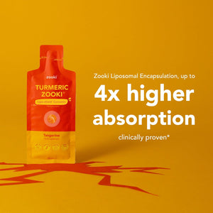 Zooki 750Mg Liposomal Curcumin from Turmeric Liquid Sachets | 4X Higher Absorption | Vegan, Allergen Free, Natural Ingredients | (Tangerine Flavour, 14 Servings)