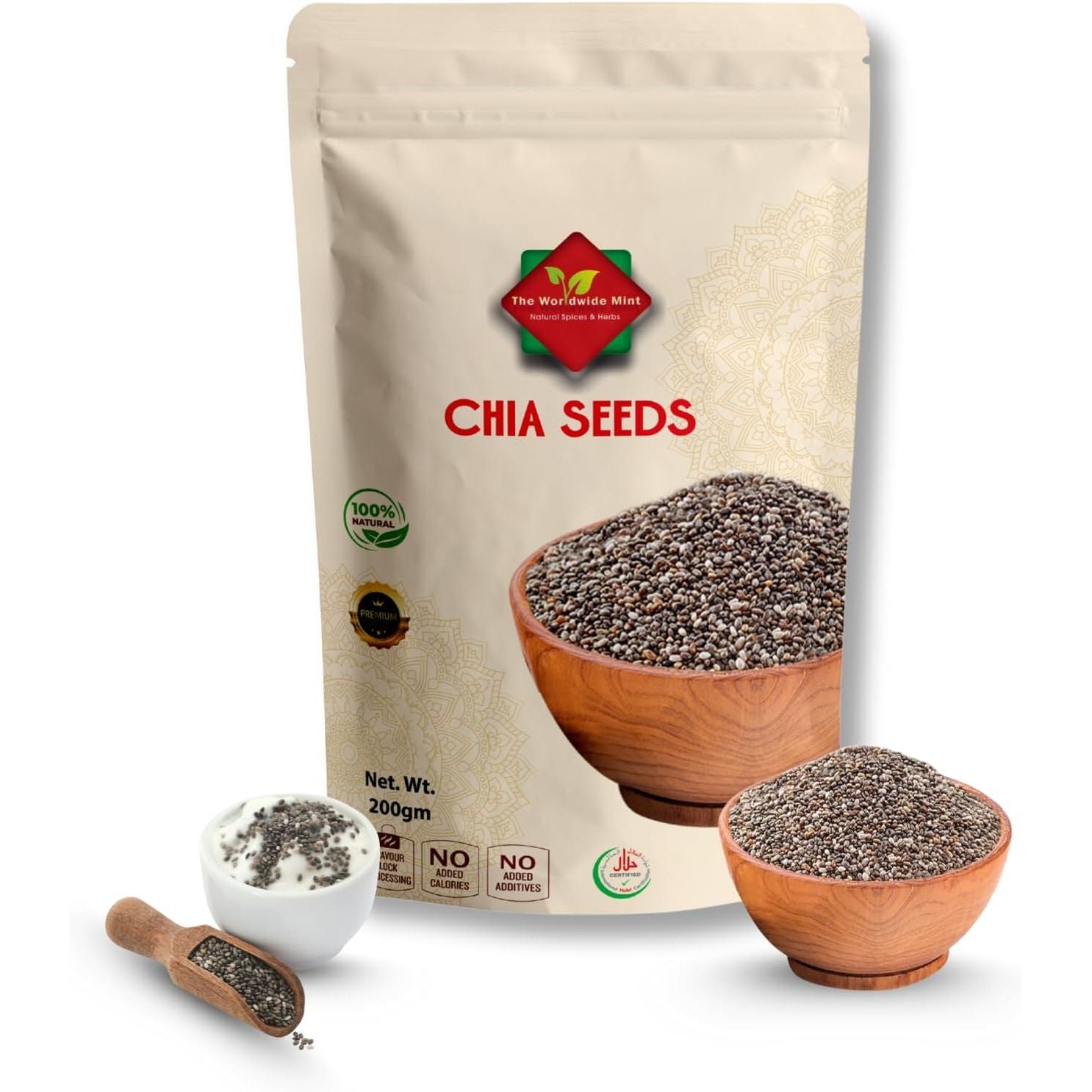 Chia Seeds 200G – 100% Natural, High in Omega-3, Fibre & Protein – Vegan, Gluten-Free, Raw Superfood – Ideal for Smoothies, Baking, Porridge, Salads – Resealable Pouch
