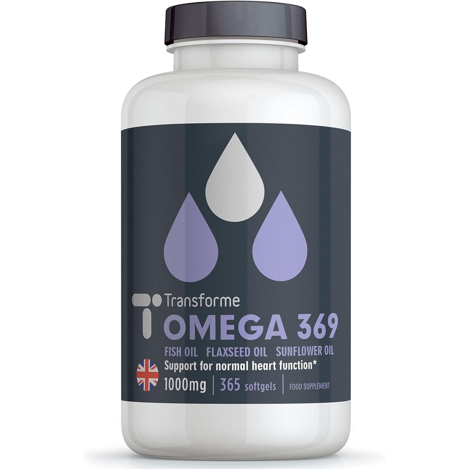 Transforme Omega 3 6 9 Fish Oil 1000Mg 365 Capsules, Fish Oil, Flaxseed Oil & Sunflower Seed Oils, EPA, DHA, ALA, LA, Oleic Acid, 3 Softgel 3000Mg Serving, Gluten Free, UK Made