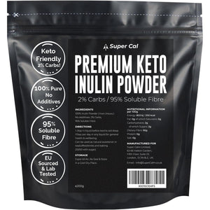 Super Cal Keto Inulin Powder 200G | 95% Fibre / 2% Carbs | Lab Tested Soluble Fibre Supplement | Great Sleep Supplement + Aids Gut Health | Pure Chicory Prebiotics Fiber - EU Sourced