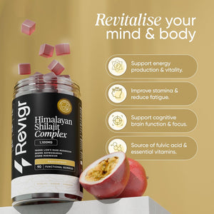 Revigr, Max Strength 2,765Mg, 90 Shilajit Gummies, Authentic Himalayan Origin + Lions Mane Mushroom, Ashwagandha, Magnesium, Zinc & Vitamin C, Vegan & Sugar-Free,Passion Fruit Flavour (45 Days Supply)
