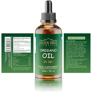 Oregano Oil Drops 100% Pure & Undiluted Potent Min 92% Carvacrol | 30Ml Max-Strength Wild Mediterranean Essential Oil of Oregano Support for Cold, Cough, Sore Throat & Gut Health | Bottled in the UK