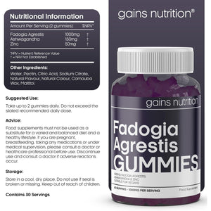 GN Fadogia Agrestis | 60 Fadogia Agrestis Gummies - 1000Mg per Serving with with Ashwagandha & Zinc - High Strength Fadogia-Agrestis Extract | Blueberry Flavour, Non-Gmo & Suitable for Vegans