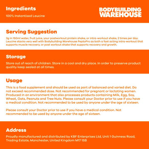 Bodybuilding Warehouse, Pure Instantised Leucine Powder, Essential Branched Amino-Acid, Helps Muscle Growth (500G)