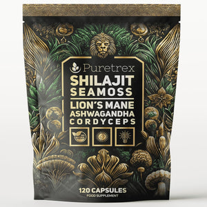 Shilajit Seamoss Capsules with Lion'S Mane, Ashwagandha, and Cordyceps – 120 Vegan Capsules for Energy, Focus, and Wellness