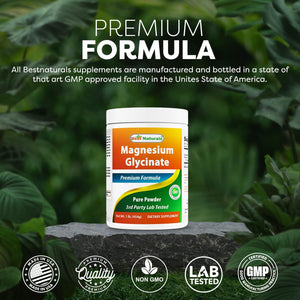 Best Naturals Magnesium Glycinate Powder - 1 Pound (1 LB (Pack of 2))