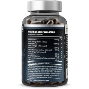 Cortisol Blend 6540Mg, Cortisol Reducing and Hormonal Harmony with Ashwagandha, Rhodiola Rosea, Magnesium, L-Theanine & L-Tyrosine - Cortisol Lowering Supplements – 120 Capsules by Healthessent