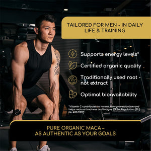 Organic Black Maca Root Capsules - High Strength Peruvian Maca Root (No Extract, Whole Root) - 3200Mg Daily Dose, 180 Vegan Capsules - with Vitamin C from Acerola - UK Quality Standards