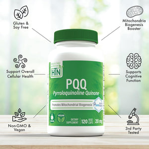 PQQ 20Mg Pyrroloquinoline Quinone as Pureqq | Vegan Certified, Non-Gmo Gluten Free | by Health Thru Nutrition (Pack of 120)
