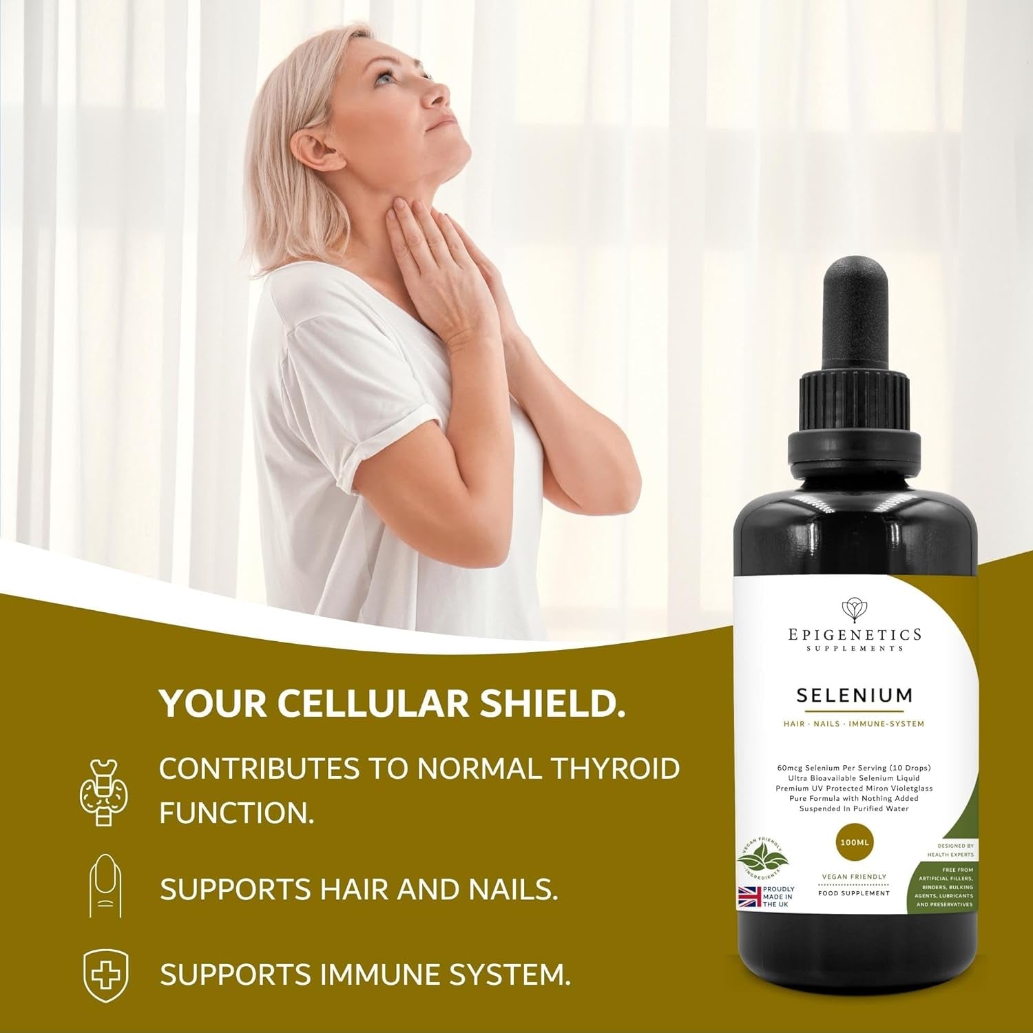 Selenium Supplements 100Ml Liquid | Sodium Selenate | over 100% Recommended Intake per Serving | 4 Months Supply | No Artificial Sweeteners, Sugar Free | Vegan & Made in UK