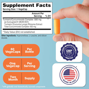 Turmeric Curcumin Complex 500Mg | as BCM-95 Curcugreen Clinically Studied | Vegan Certified | (Non-Gmo and Hypoallergenic | by Health Thru Nutrition (Pack of 60)