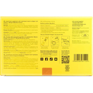 Absolute Collagen Marine Liquid Collagen Supplement for Women, 8000Mg High-Strength Collagen with Vitamin C, Sugar-Free, for Skin, Hair & Nails, Mango & Mandarin Flavour, 14 Sachets per Box