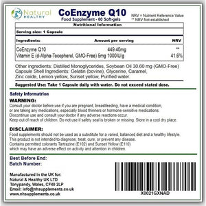 Coenzyme Q10 60 Soft-Gels - Coq10 500Mg Co Enzyme Complex with Vitamin E