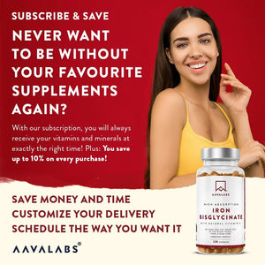 Gentle Iron Supplements for Women and Men - 42 Mg Iron Tablets High Strength with Natural Vitamin C - Active Form - Bisglycinate - Fatigue Supplements with High Bioavailability - 120 Capsules