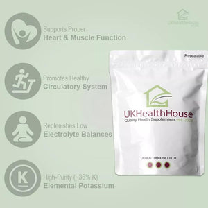 Ukhealthhouse Potassium Citrate, Vegan Powder - High Strength Electrolytes Support Superior & Absorption Great Keto and Fasting No Dairy or Gluten UK (250G)