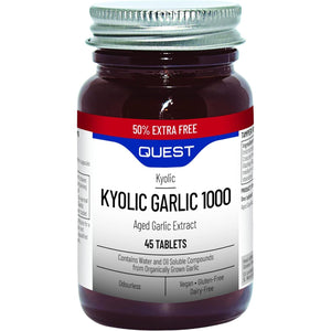 Quest Kyolic Garlic 90 Tablets - 600Mg High Strength Odourless Agedgarlic Extract for Heart, Liver & Immune Function. Daily Supplement, Improve Circulation, Liver Detox & Immunity (Pack of 1)