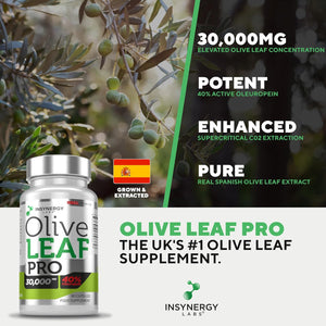 Olive Leaf Extract 30,000MG & 40% Oleuropein Wild Spanish Grown (Highest Dose on Amazon) Ultra-Premium Grade Olive Leaf Extract Capsules - Olive Leaf Supplement 90 Vegan Capsules