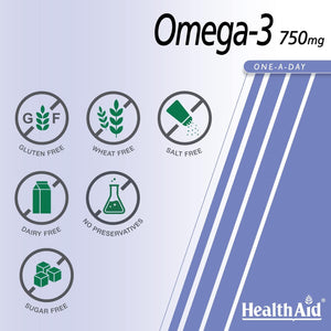 Healthaid Omega 3 750 Mg - 60 Capsules, (Pack of 1)