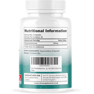 Vinco Phosphatidylserine Supplement - 120 High Strength Phosphatidylserine Capsules - 300Mg per Serving - Non GMO & Gluten Free