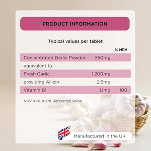 Healthspan Garlic 1,200Mg (120 Tablets) | Supports Heart Health & the Respiratory System | Maintains Normal Cholesterol Levels | Added Vitamin B1 | Odour-Controlled & Easy to Swallow | Vegetarian