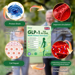 HHVB GLP-1 Six-In-One Health Solution Oral Liquid, Advanced GLP-1 Oral Liquid, HHVB GLP-1 Drops, GLP-1 Oral Solution, GLP-1 Peptide Complex Serum, Natural Plant Extract, for Men & Women (4 Box)