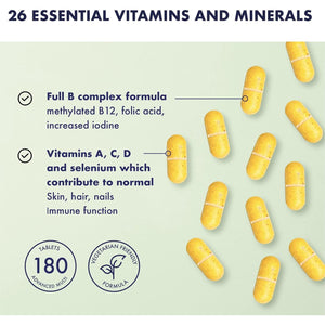 Higher Nature - Advanced Multi - Multi Vitamins Supplements - 26 Essential Vitamins, Minerals & Live Bacteria - 180 Tablets
