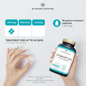 Probiotics and Prebiotics Supplement for Adults, 40 Billion CFU, 6 Probiotic Strains with Inulin. 90 Vegan Capsules. N2 Natural Nutrition