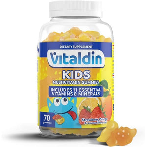 VITALDIN Kids Multivitamin Gummies – Food Supplement for Children with 11 Essential Vitamins & Minerals – 70 Chewable Gummies (1-Month Supply); Fruit Flavour – Vitality & Immune System – Gluten Free
