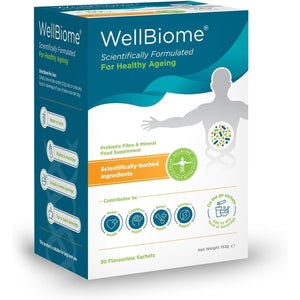 Prebiotic Fibre Complex for Gut Health by Wellbiome – Probiotic Support, Digestive Wellness, Immune System Support – Magnesium for Anxiety, Mood & Energy – 30 Servings
