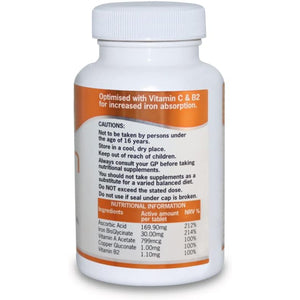 HAIRIRON - High Strength Iron Supplements - Gentle Iron Bisglycinate 30Mg with Vitamins C, a & B2 Tablets, Vegan Supplements for Men & Women'S Health - 90 Tablets.