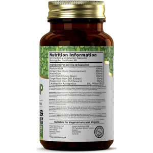 Ezyleaf Fibre-Up Glucomannan Capsules Konjac Fibre Capsules + Inulin, Psyllium Husk, Acidophilus Probiotic, Acacia Fibre Prebiotics Diet | 120 Vcaps | UK ISO Certified, Non-Gmo, Vegan, Allergen Free