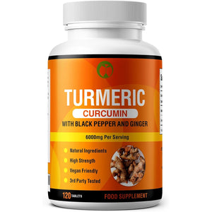Turmeric Curcumin & Black Pepper with Ginger | 120 Tablets | Made in the UK | Supplement for Men & Women | Vegan Friendly & Gluten Free (120)