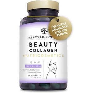 Collagen Supplements for Woman, with Retinol & Hyaluronic Acid, Ceramides and Niacin | Skin Care, Anti-Wrinkle and Anti-Aging Effect, Marine Collagen Innovative Formula | 90 Vegetable Capsules