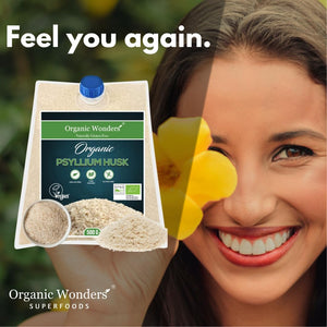 Organic Psyllium Husk Powder (500G) | 99% Pure | High in Fibre | Digestive Support, Regularity & Weight Management | 100+ Servings | Gluten-Free | Premium for Baking by Organic Wonders®