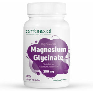 Ambrosial Chelated Magnesium Glycinate - 350 Mg of Elemental Magnesium – High Strength Magnesium Supplement for Women & Men, Gentle on Stomach, Vegan, GMP Certified, 120 Capsules (4 Months Supply)