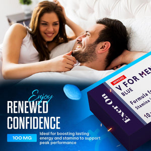 Exer on - Blue 10 Tablets for Men - 100Mg Herbal Supplement for Men - Strong Effect - Mens Health Support Tablets - Performance & Enhancement - Maca, Glycine, Korean Ginseng and Zinc