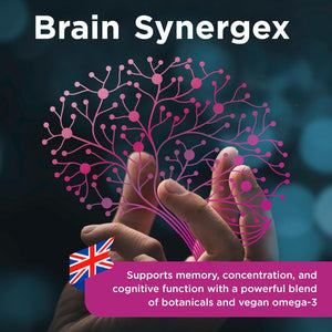 Healthspan Brain Synergex | 28 Day Supply | Brain Health Supplements | Ginkgo Biloba, Neuro-Vitamin Complex, Opti-Omega 3 & Phospholipid Complex