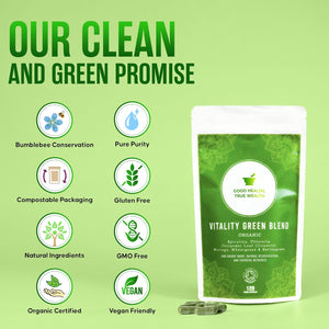 Organic Super Greens Capsules | Ultimate Green Blend of 6 Super Greens & Superfood Powder | 120 Capsules | Removes Toxins & Boost Energy | Gluten-Free, Vegan & Soil Association Certified