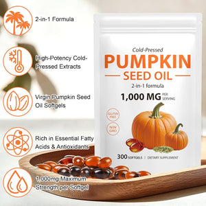 1000Mg Pumpkin Seed Oil Capsules – Cold Pressed Pumpkin Seed Oil – 300 Softgels (1)