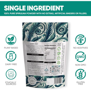 Aromacraft Spirulina Powder – Premium, Ethically Sourced Superfood, Vegan, Non-Gmo, Gluten-Free, 200G Resealable Pack