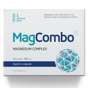 Magcombo - Concentrated Pure Magnesium, Special Oily Formula for Maximum Absorption, Enriched with Vitamins B2, B6, B12 and C, 1 Capsule Daily, Laboratory Tested