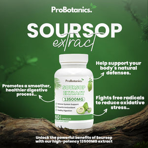 Organic Soursop Capsules | Full Spectrum 13500Mg 30:1 Extract per Serving | Potent Antioxidant & Immune Support - 60 Capsules