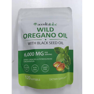 Wild Oil of Oregano Softgels 2 In1 6,000 Mg Oregano Oil with Black Seed 120 Softgels Easy to Swallow for Enhancing Immune System & Bone Health