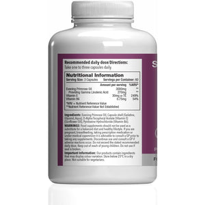 Evening Primrose Oil 3000Mg Capsules | Supports Hormonal Balance & Healthy Skin | with Added Vitamins B6 & E | 360 Softgels Capsules = 4 Months’ Supply | Gmp-Certified & Uk-Made